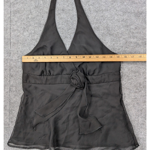 VIntage Halter Top Womens Large Y2K Studio Y Whimsigoth Chiffon Preppy Black 90s - Picture 4 of 6